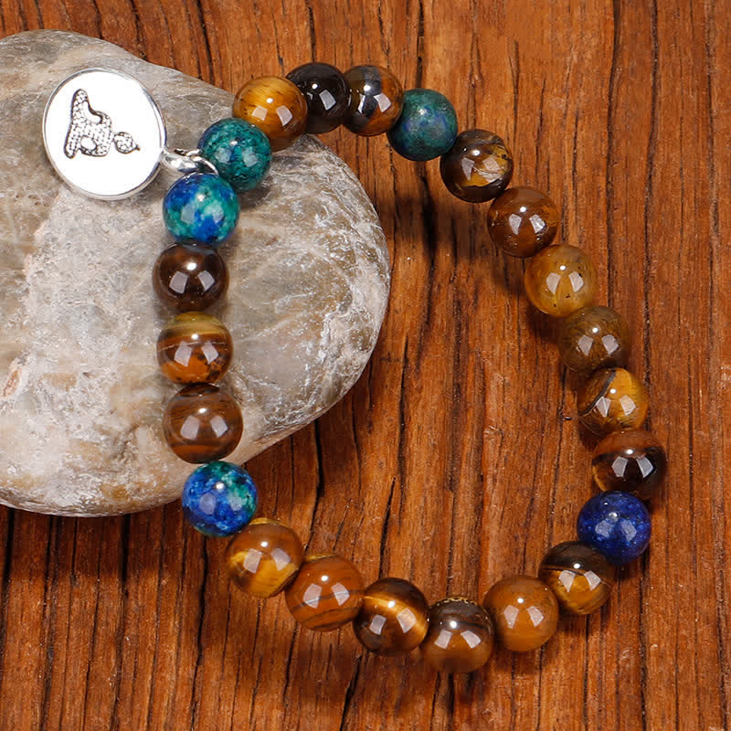 Wear FengShui 108 Mala Beads Tiger Eye Buddha Strength Bracelet Tassel Necklace Pendant