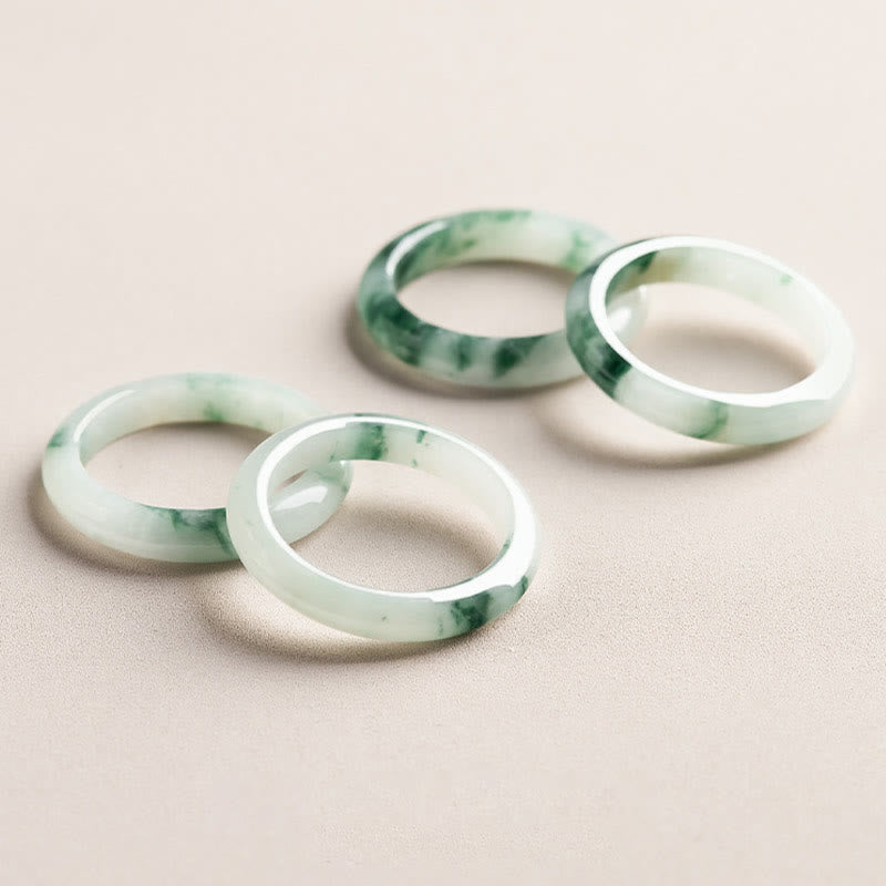 Wear FengShui Natural Green Jade Luck Abundance Ring