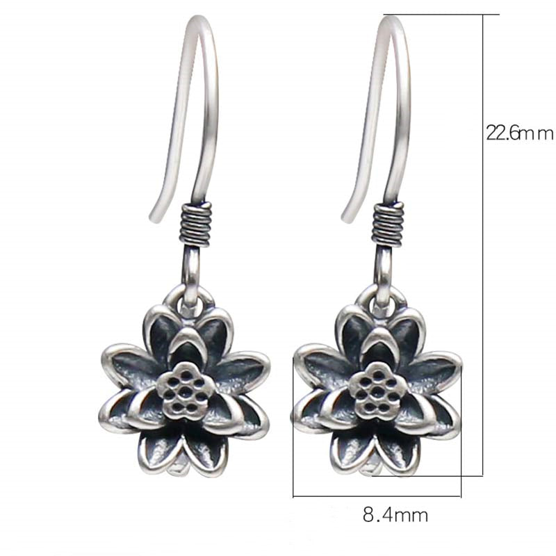 Wear FengShui 925 Sterling Silver Lotus Flower Enlightenment Earrings
