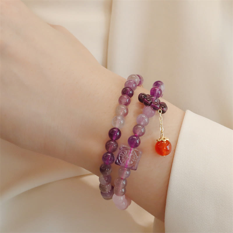Wear FengShui Natural Amethyst Citrine Positive Transformation Double Wrap Bracelet