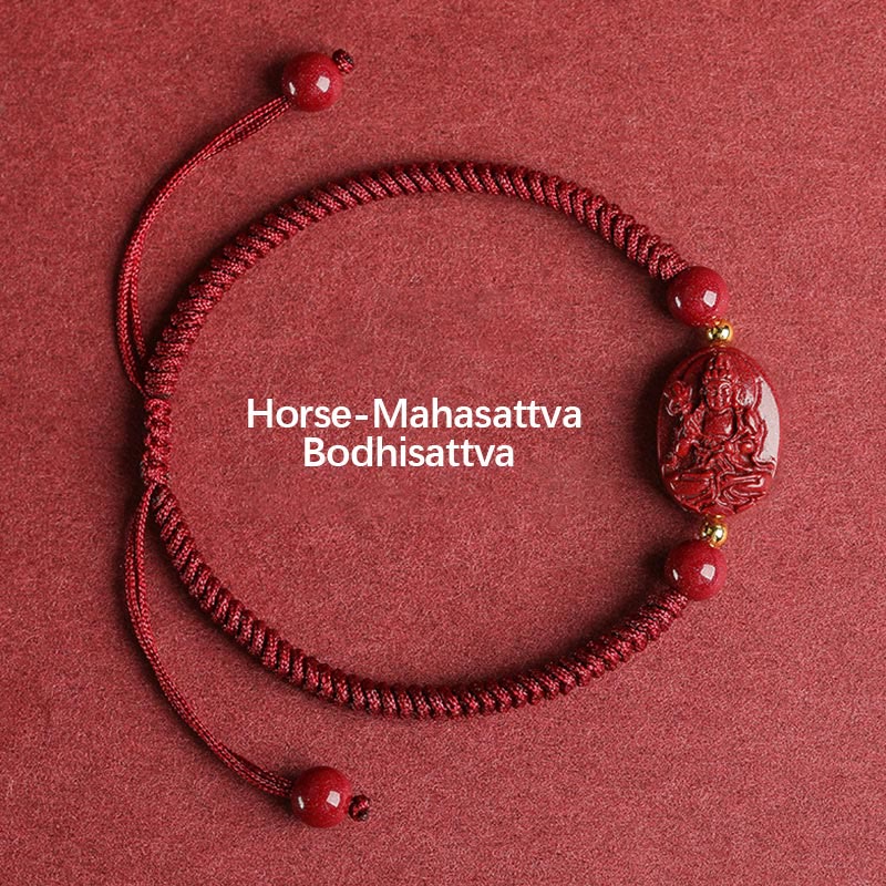Wear FengShui Chinese Zodiac Natal Buddha Cinnabar Keep Away Evil Spirits Rope Bracelet