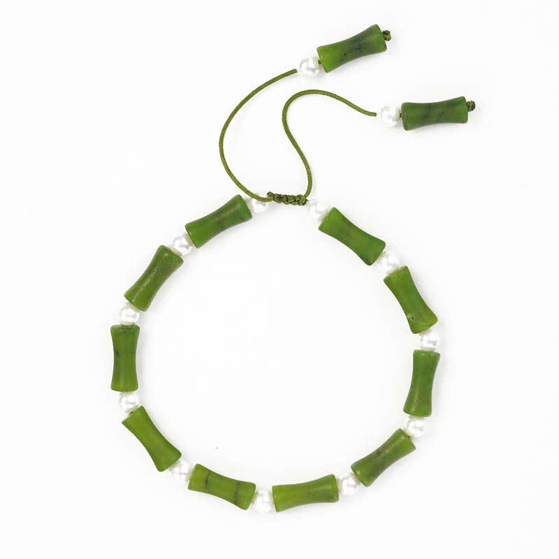 Wear FengShui Natural Peridot Bamboo Pattern Love Peace Bracelet