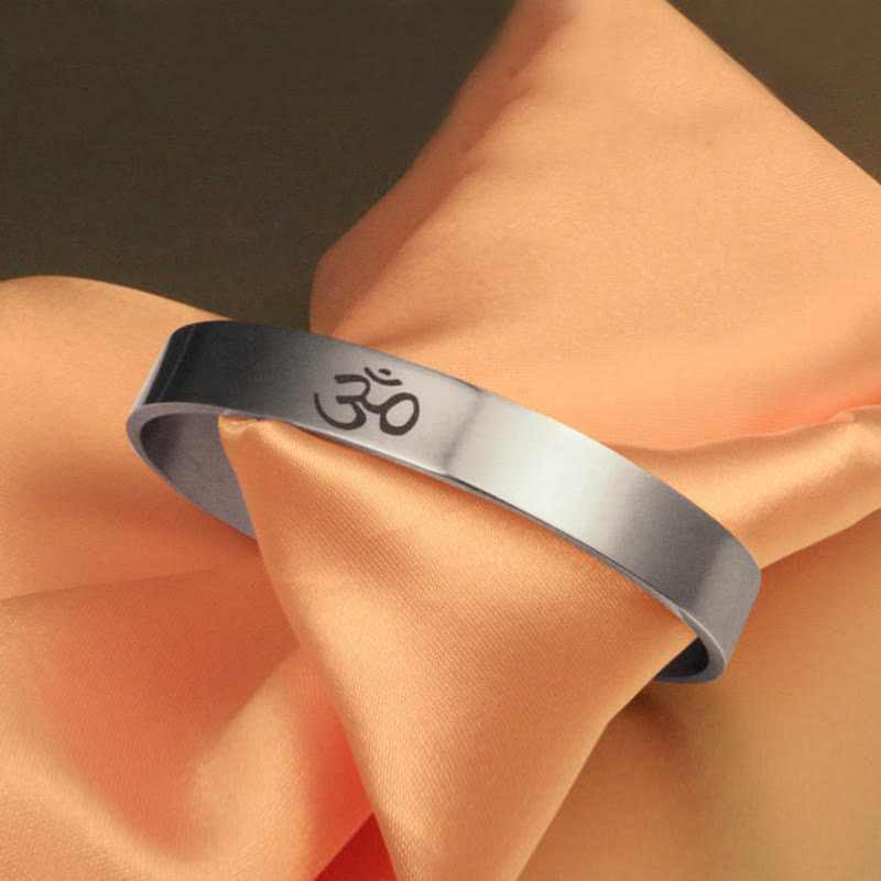 Wear FengShui Tibetan OM Symbol Mindfulness Cuff Bracelet Bangle