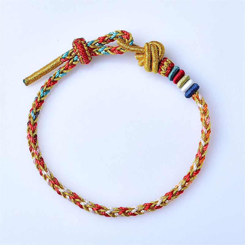 Wear FengShui Handcrafted Colorful Gold Healing Braid Rope Bracelet
