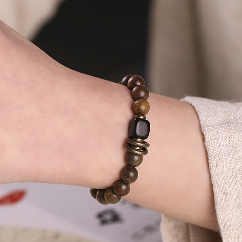 Wear FengShui Tibetan Green Sandalwood Crystal Soothing Peace Bracelet