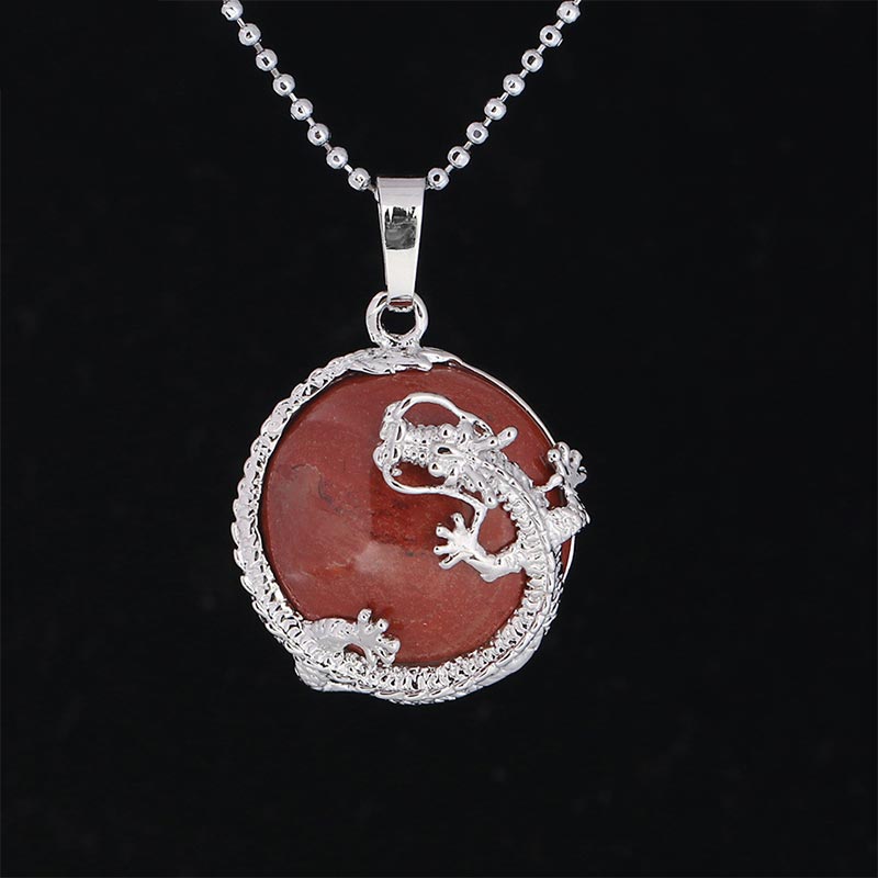 Wear FengShui Chinese Dragon Natural Quartz Crystal Healing Energy Necklace Pendant