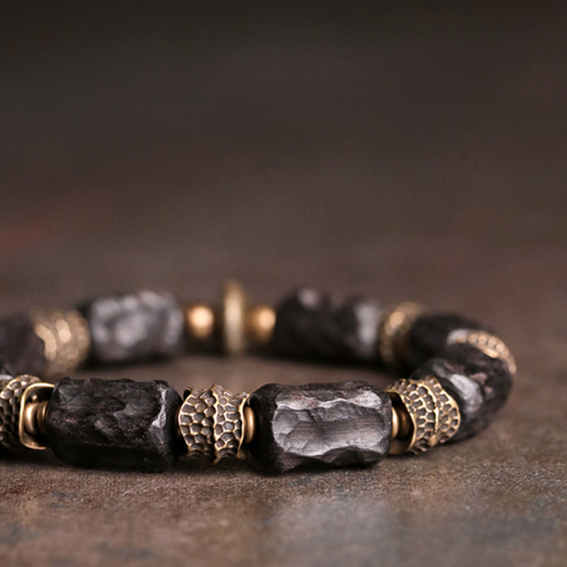 Wear FengShui Tibetan Ebony Wood Copper Calm Peace Bracelet