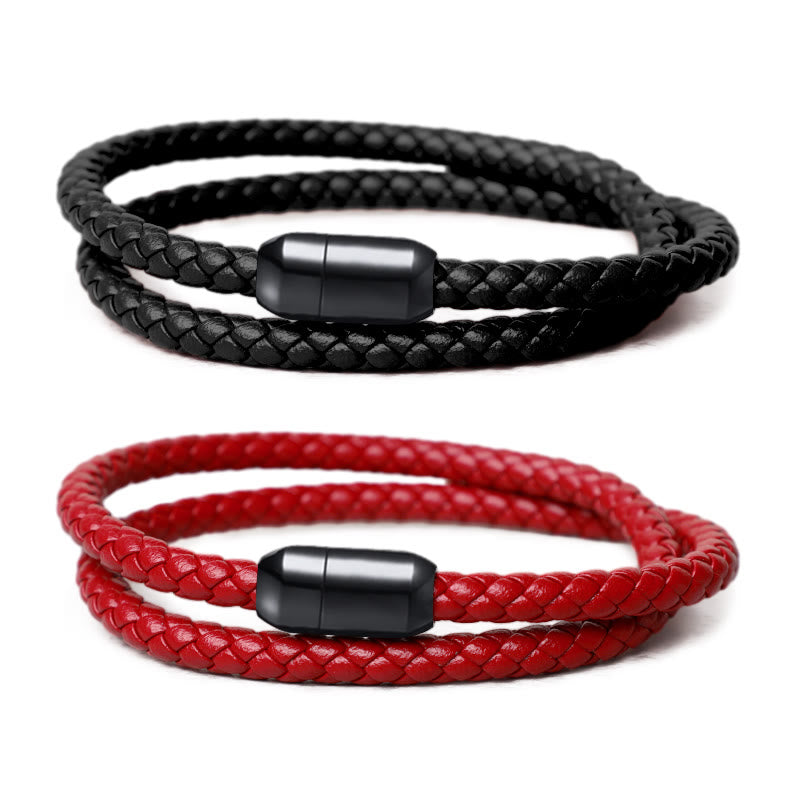 Wear FengShui Genuine Leather Red String Protection Magnetic Buckle Bracelet