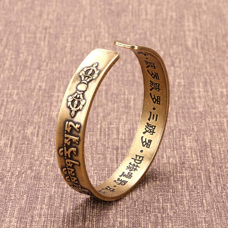 Wear FengShui Tibetan Mahāpratisarā Mantra Sanskrit Copper Brass Healing Bracelet Bangle