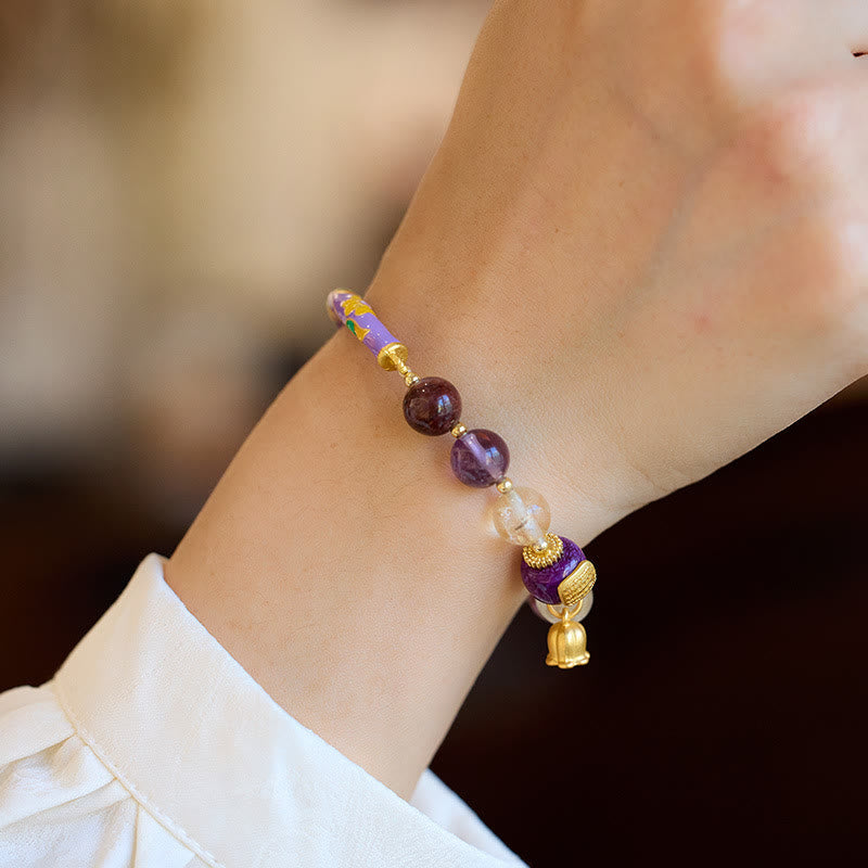 Wear FengShui Purple Phantom Purple Jade Scripture Citrine Love Wisdom Bracelet Bangle