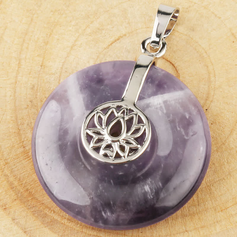 Wear FengShui Various Crystal Amethyst Pink Crystal Lotus Healing Necklace Pendant