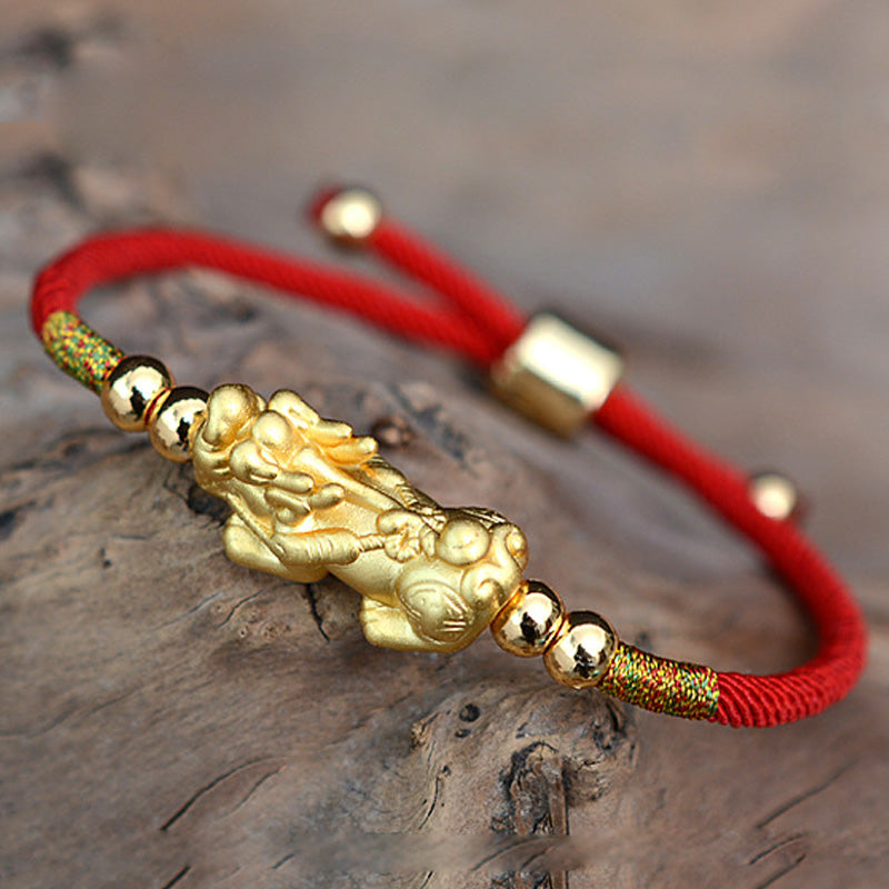 Wear FengShui 24K Gold-Plated PiXiu Luck Red String Bracelet