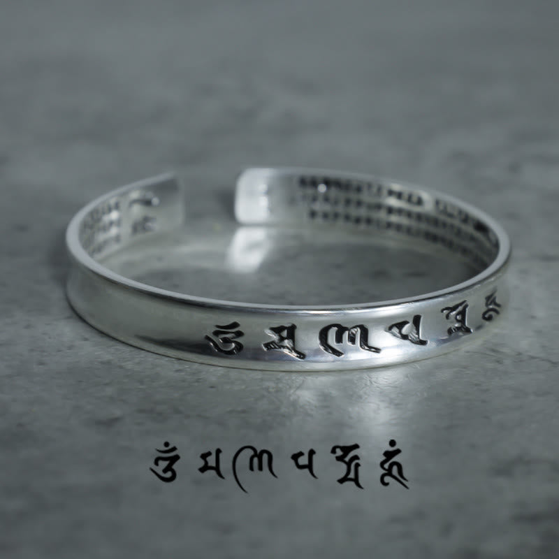 Wear FengShui Tibetan Mantra White Copper Bracelet