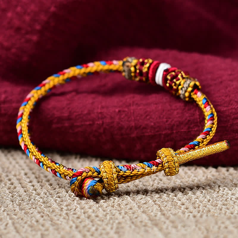 Wear FengShui Handmade Dunhuang Color Luck Braid String Bracelet