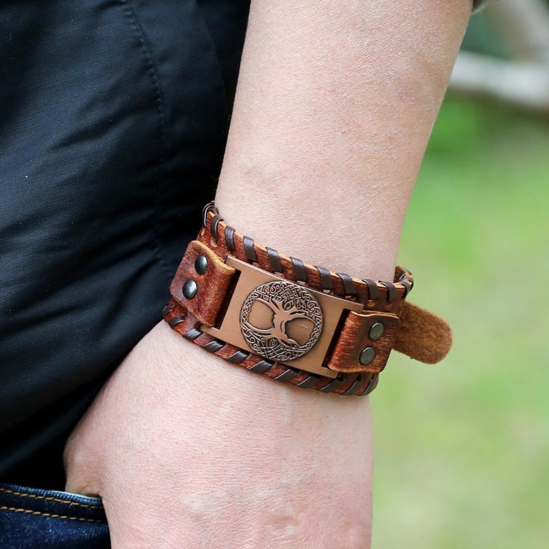 Wear FengShui Lucky Tree Of Life Balance Leather Bracelet