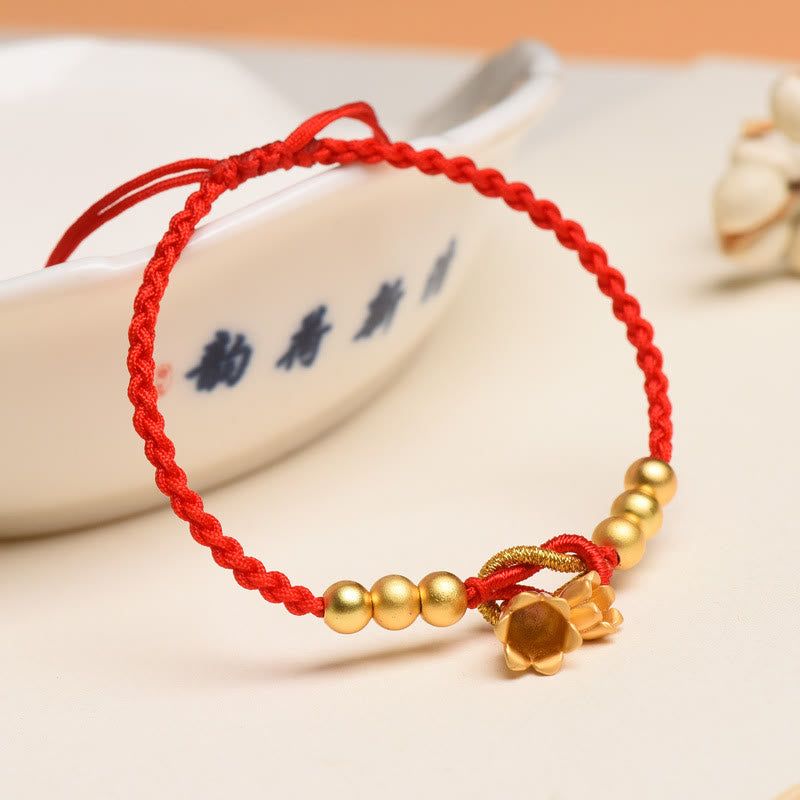 Wear FengShui Handcrafted Lily Of The Valley Flower Charm Design Luck Protection Braided Bracelet