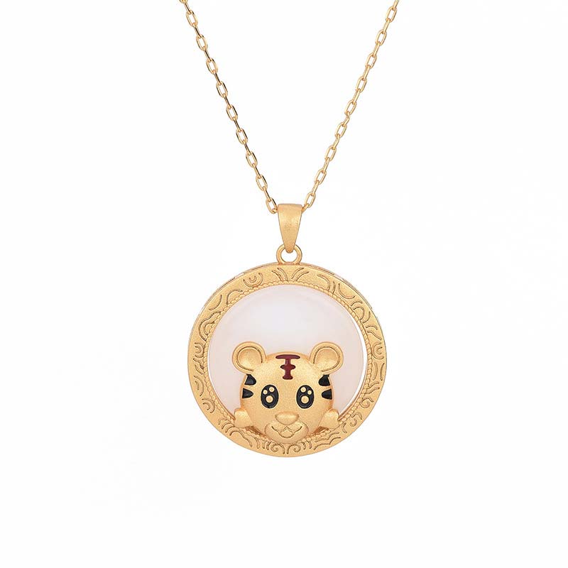 Wear FengShui White Jade Year of the Tiger Blessing Necklace