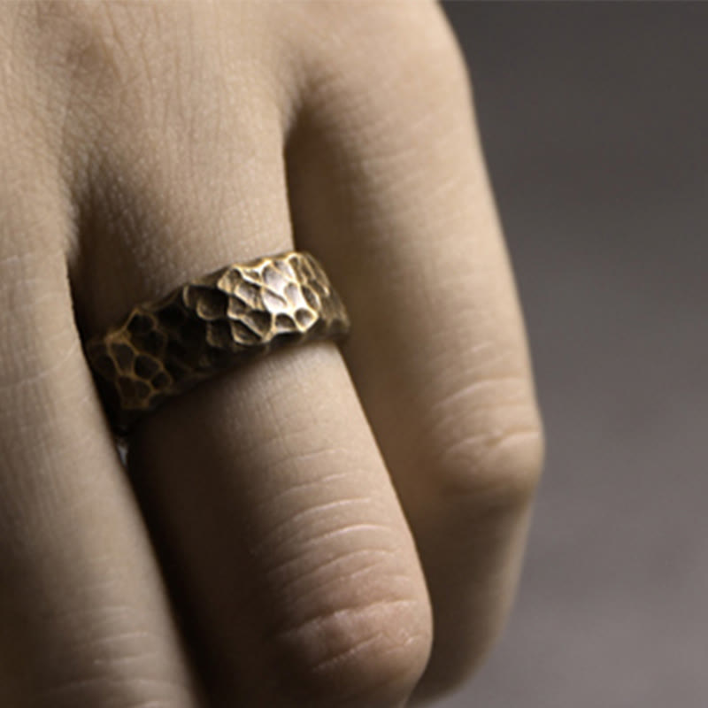 Wear FengShui Tibetan Bump Texture Design Copper Brass Luck Ring