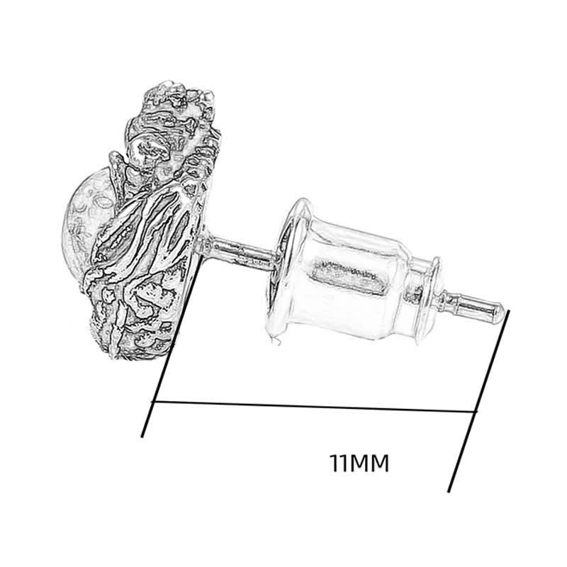 Wear FengShui 925 Sterling Silver Natural Amber Dragon Success Protection Stud Earring