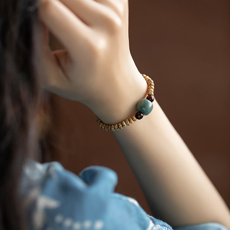 Wear FengShui Bodhi Seed Small Leaf Red Sandalwood Wisdom Bracelet