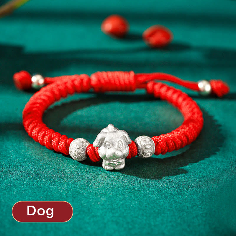 Wear FengShui 999 Sterling Silver Chinese Zodiac Red Rope Luck Handcrafted Kids Bracelet