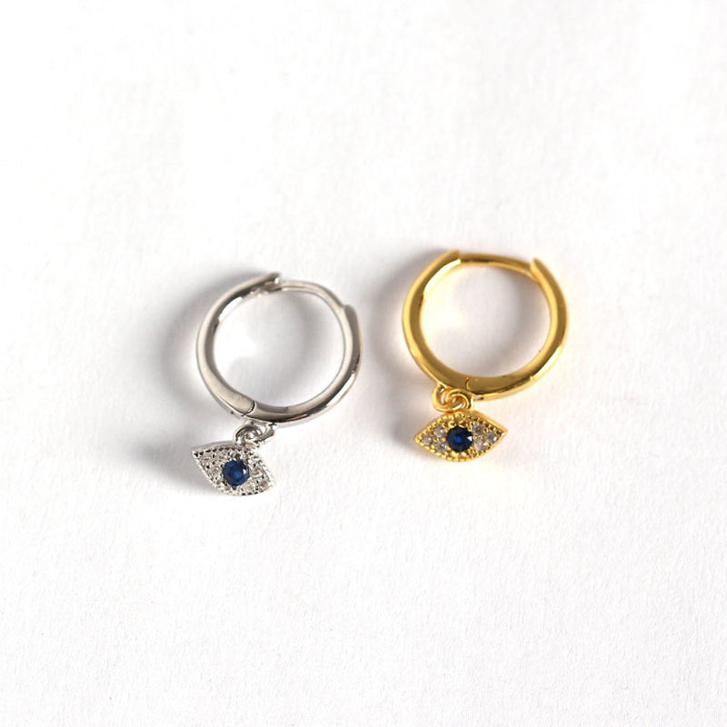 Wear FengShui 925 Sterling Silver Evil Eye Blessing Protection Stud Earrings
