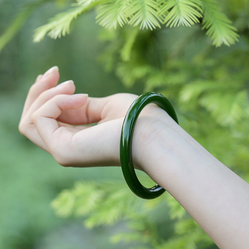 Wear FengShui Cyan Jade Longevity Blessing Bangle Bracelet