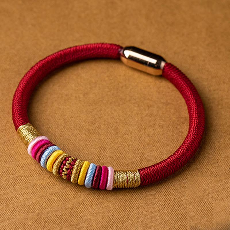 Wear FengShui Tibetan Handmade King Kong Knot Protection Magnetic Buckle Braided Bracelet