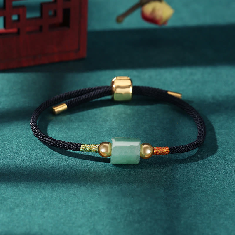 Wear FengShui Tibet Handmade Green Aventurine Red Stone Malachite Luck Protection Braided Rope Bracelet