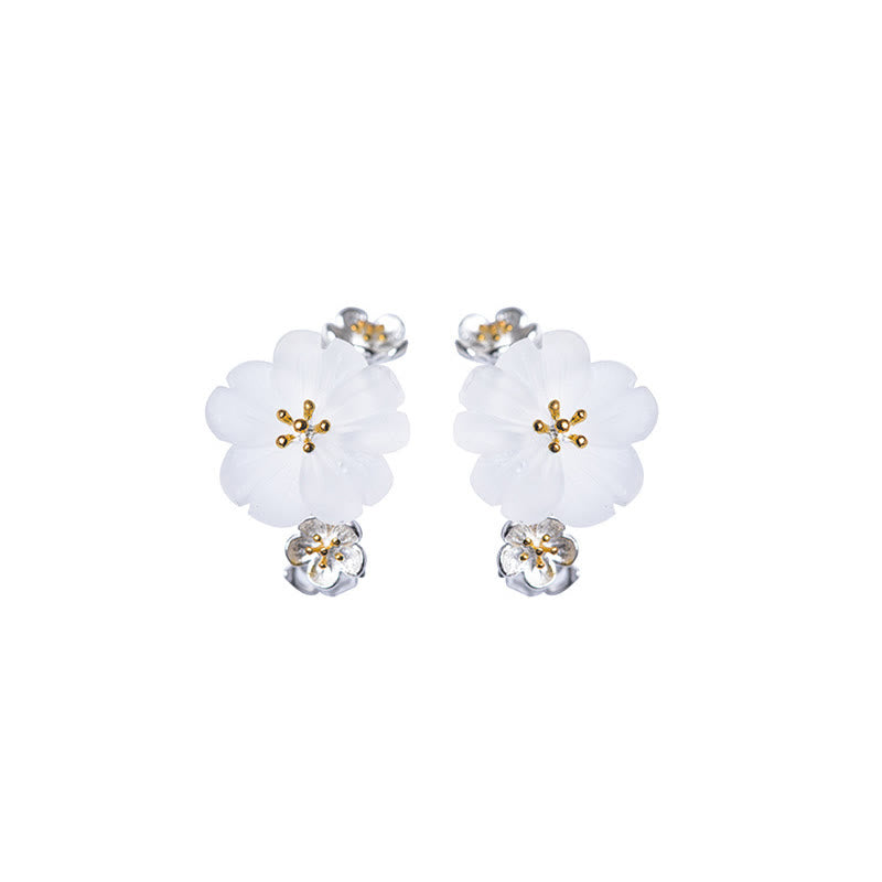 Wear FengShui 925 Sterling Silver Plum Blossom Floral Blessing Earrings