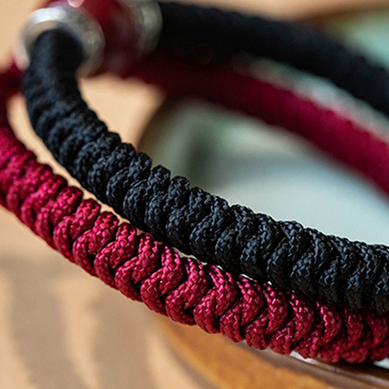 Wear FengShui 925 Sterling Silver Natural Cinnabar Bead Calm Handmade Braided String Bracelet
