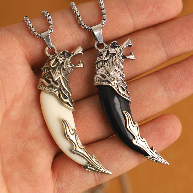 Wear FengShui Imitation Wolf Tooth Titanium Steel Balance Necklace Pendant