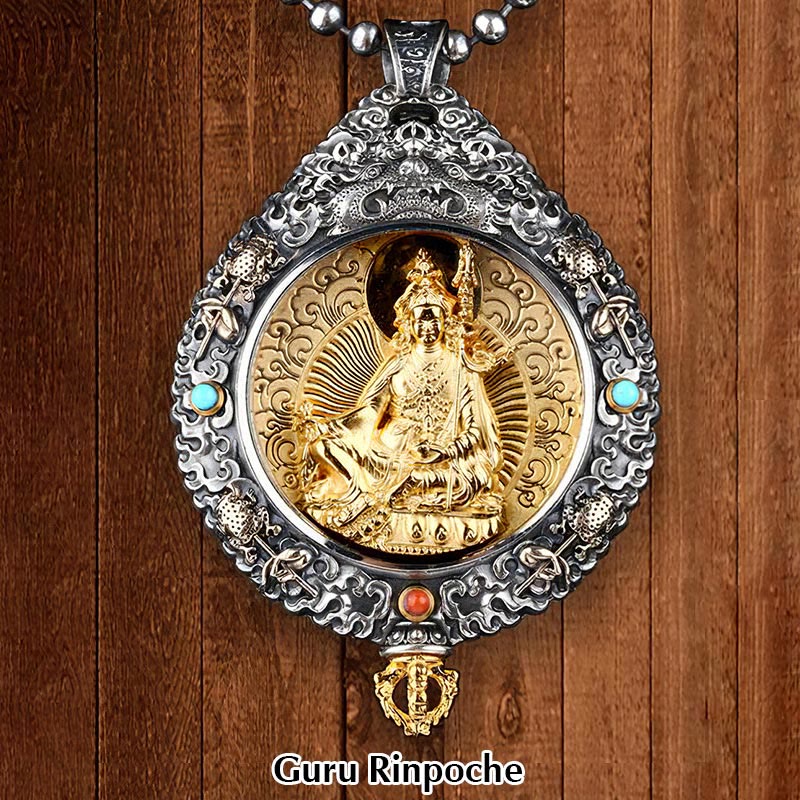 Wear FengShui Chinese Zodiac Natal Buddha Thangka Nine Palaces Eight Diagrams Wealth Rotatable Necklace Pendant
