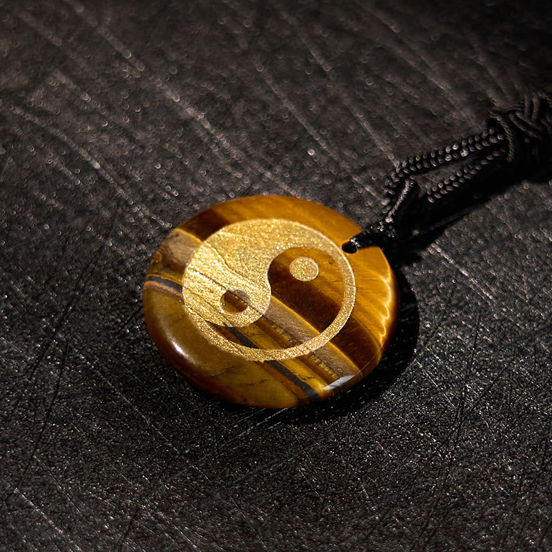 Wear FengShui Various Crystal Amethyst Tiger Eye Green Aventurine Yin Yang Spiritual Necklace Pendant