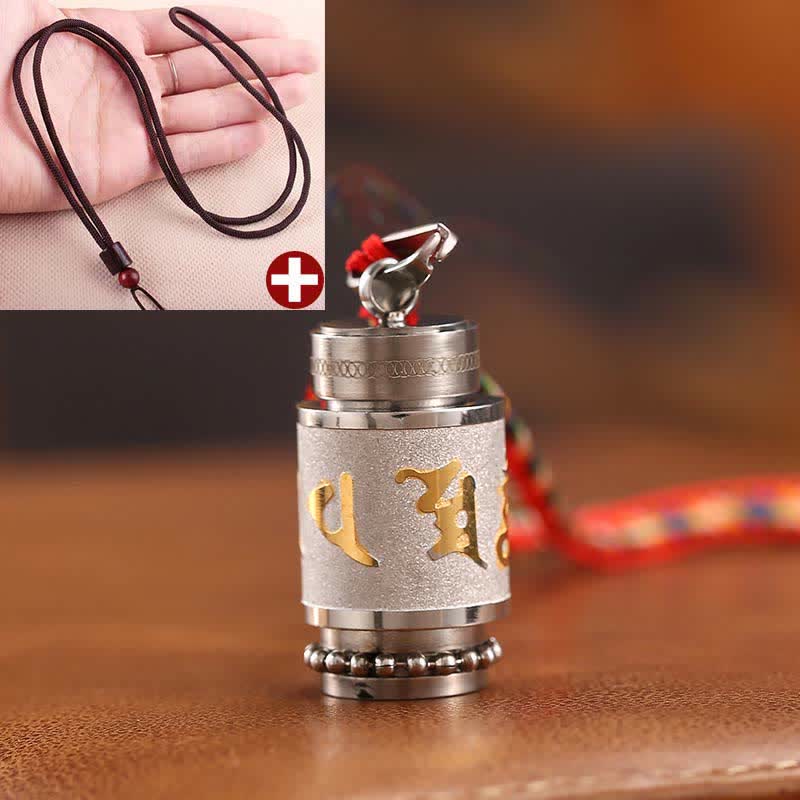 Wear FengShui Tibet Om Mani Padme Hum Shurangama Mantra Titanium Steel Wisdom Amulet Necklace Pendant