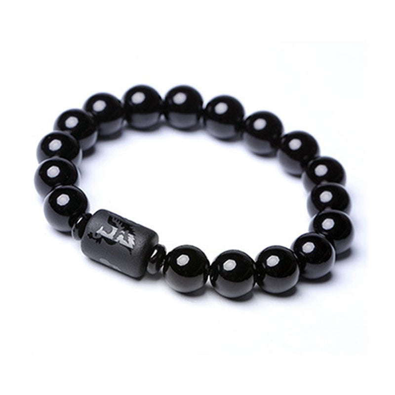 Wear FengShui Soul Cleansing Black Obsidian Phoenix Dragon Bracelet