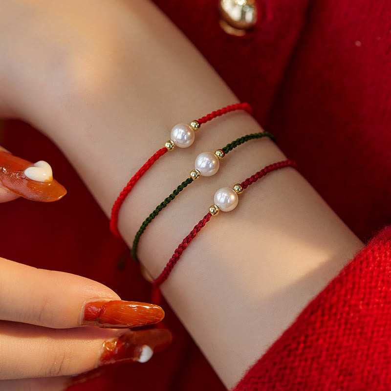 Wear FengShui Natural Pearl Bead Luck Braid String Bracelet
