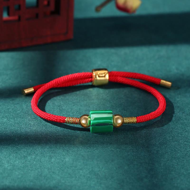 Wear FengShui Tibet Handmade Green Aventurine Red Stone Malachite Luck Protection Braided Rope Bracelet