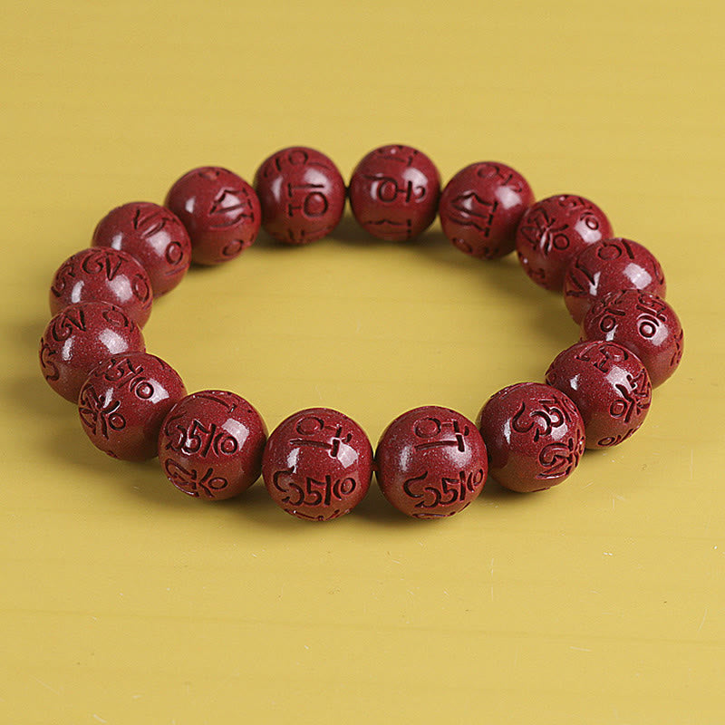Wear FengShui Natural Double PiXiu Cinnabar Om Mani Padme Hum Wealth Luck Bead Bracelet
