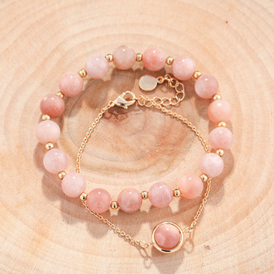 Wear FengShui Sun Stone Strawberry Quartz Crystal Positive Bracelet