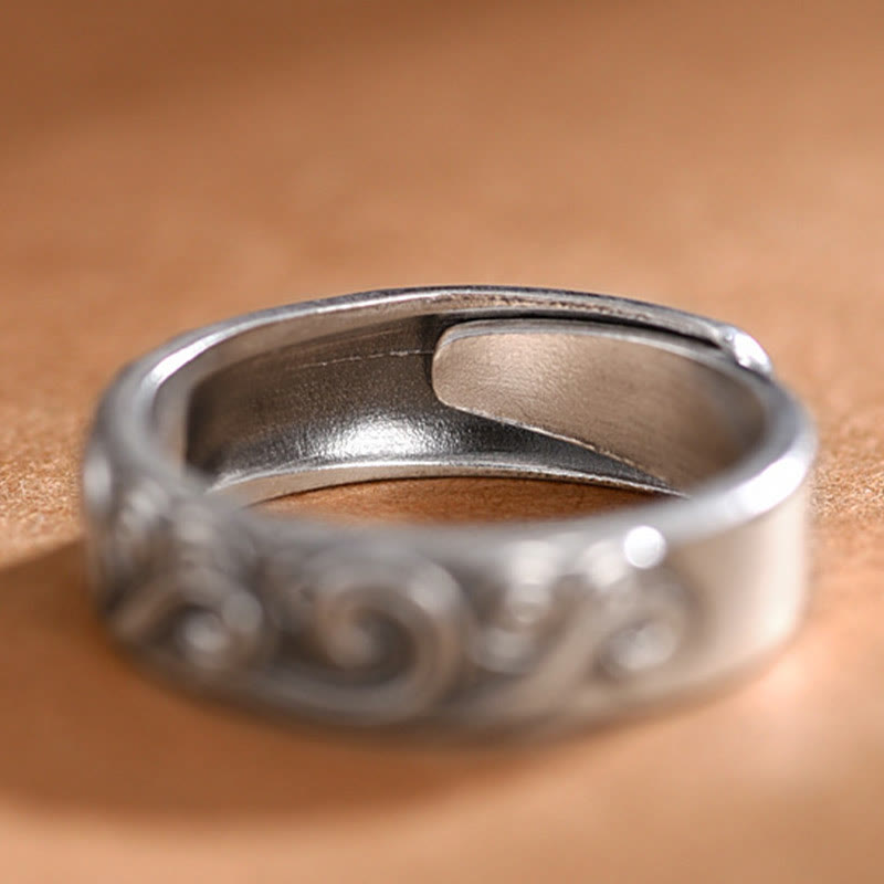 Wear FengShui 999 Sterling Silver Auspicious Clouds Engraved Blessing Adjustable Ring