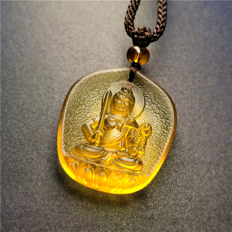Wear FengShui Chinese Zodiac Natal Buddha Blessing Liuli Crystal Compassion Necklace Pendant
