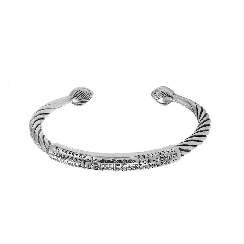 Wear FengShui Tibetan Om Mani Padme Hum Heart Sutra Purity Cuff Bracelet
