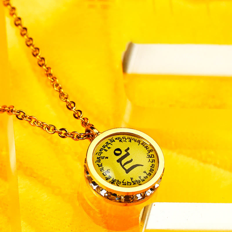 Wear FengShui Tibetan Yellow God Of Wealth Green Tara Buddha Serenity Titanium Steel Necklace Pendant