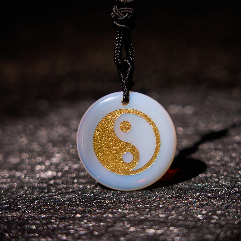 Wear FengShui Various Crystal Amethyst Tiger Eye Green Aventurine Yin Yang Spiritual Necklace Pendant