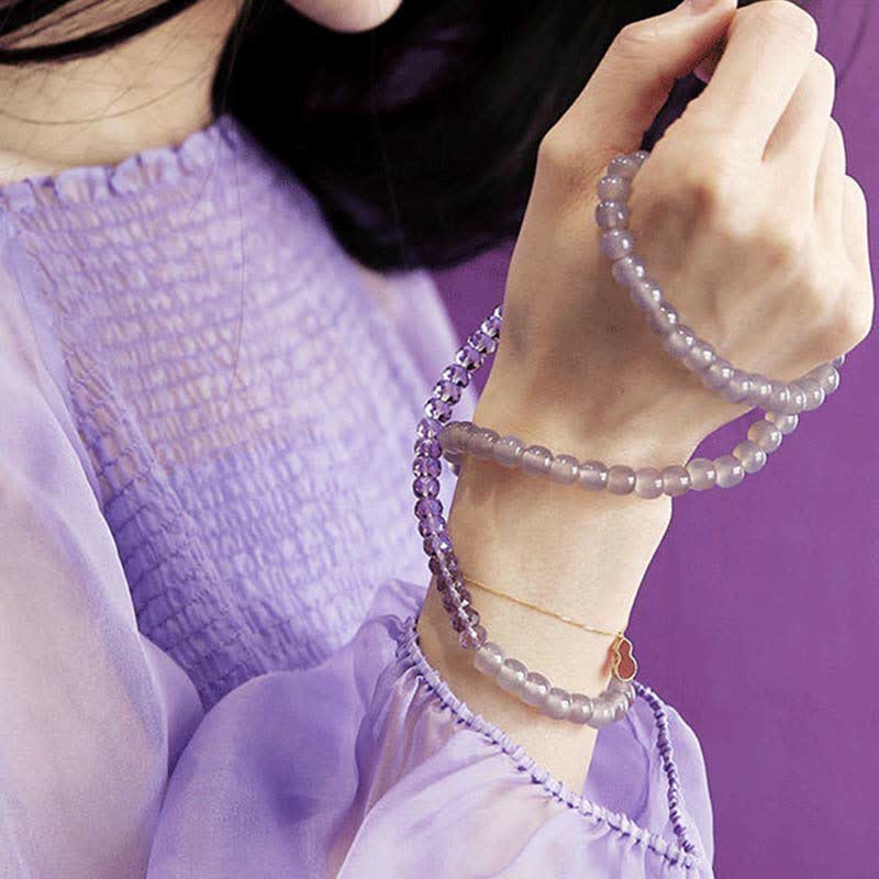 Wear FengShui Natural Amethyst Crystal Meditation Healing Bracelet