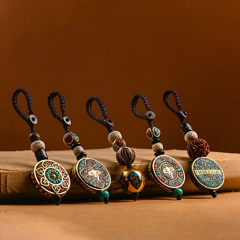 Wear FengShui Tibetan Om Mani Padme Hum Bodhi Seed Peace Key Chain