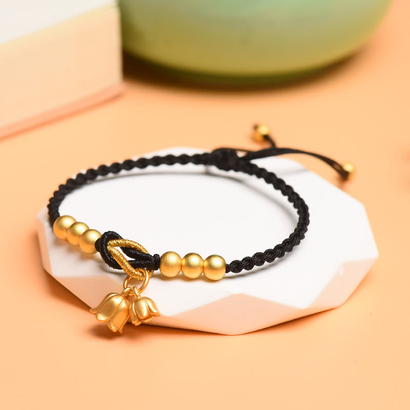 Wear FengShui Handcrafted Lily Of The Valley Flower Charm Design Luck Protection Braided Bracelet