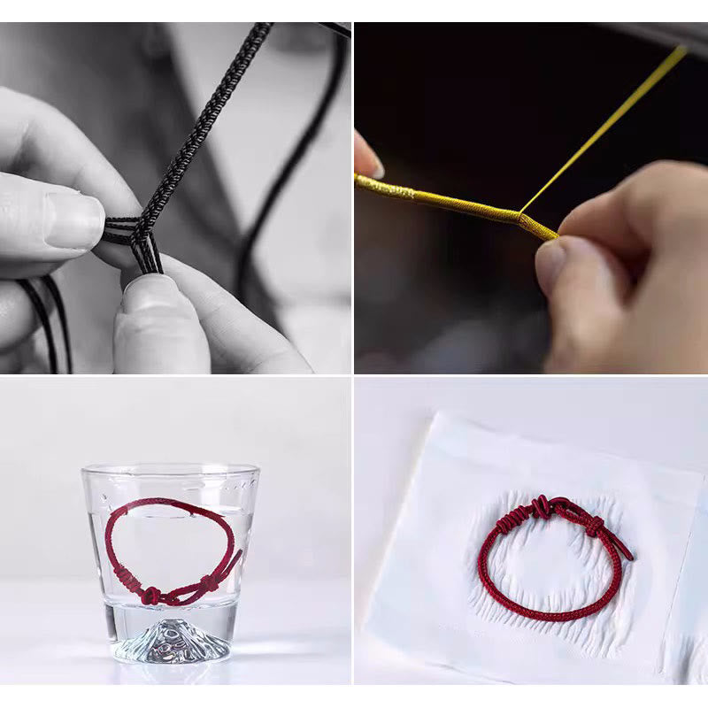 Wear FengShui Handmade Eight Thread Peace Knot Fu Character Charm Luck Happiness Red Rope Bracelet