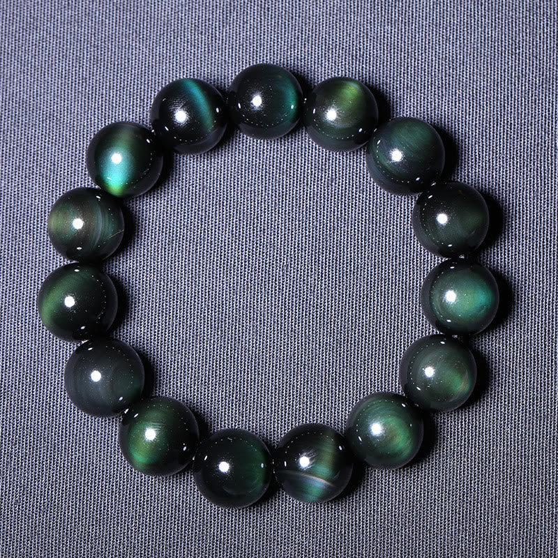 Wear FengShui Natural Green Eye Obsidian Wealth Bracelet